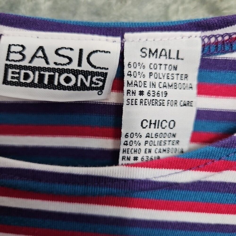 Basic Editions Women's Sz Small Stripe Top red blue white - Picture 2 of 8